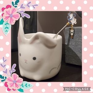 Starbucks Ceramic Rabbit Mug W/ Stir Rod
